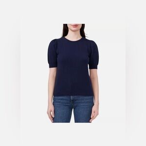 NWT Vince Camuto Classic Navy Sweater with Pearl Keyhole Closure Sz Medium